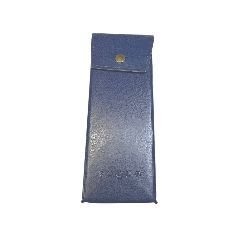 Vogue Blue‎ Faux Leather Glasses Case Holder Snap Closure